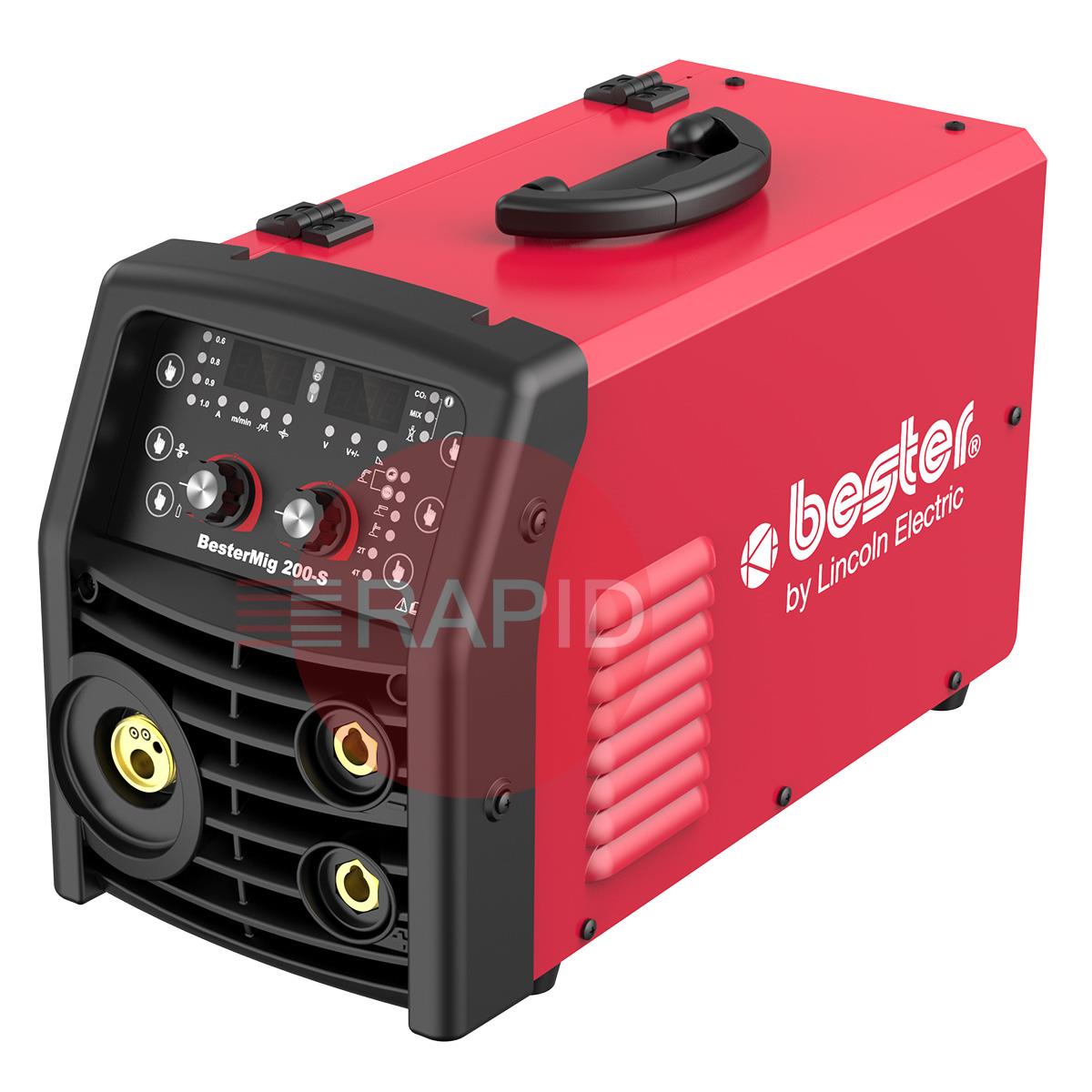 B18264-1MP  Lincoln BesterMIG 200-S Multi Process Synergic MIG, TIG, MMA Inverter Welder Package - 230v, 1ph